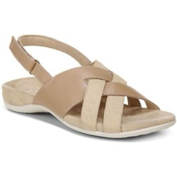 Vionic Tan Sandals with Crisscross Straps and Slingback - Picture 1 of 6